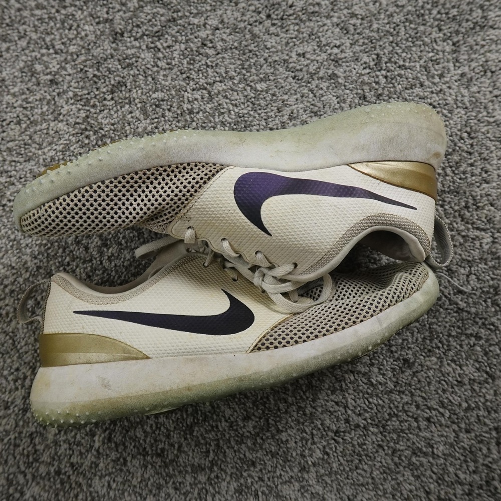Nike Roshe‎ G Golf Shoes Mens 10 Beige Gold Mesh Spikeless Sneakers AA1837-100